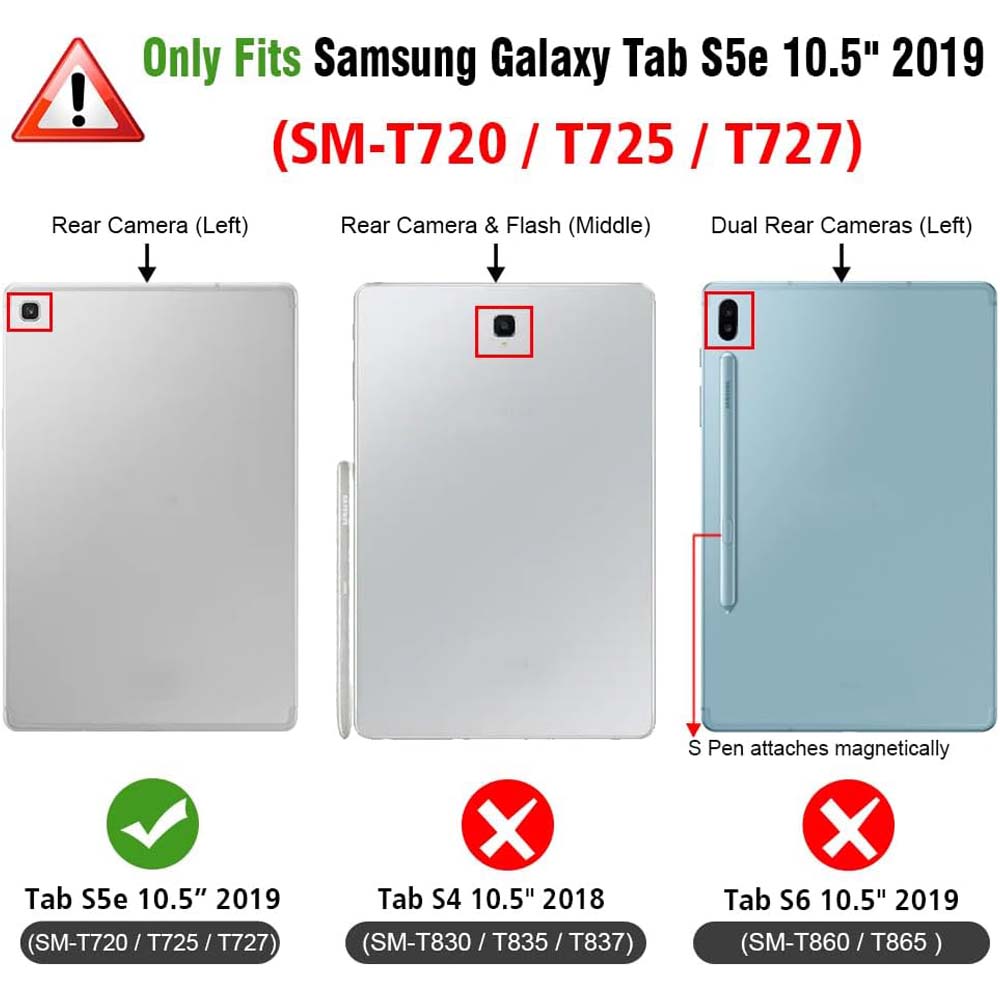 360° Swivel PU Leather Case for Galaxy Tab S5e 10.5" – Auto Sleep/Wake Cover Compatible with SM-T720/T725/T727 (Multi-Angle Stand)