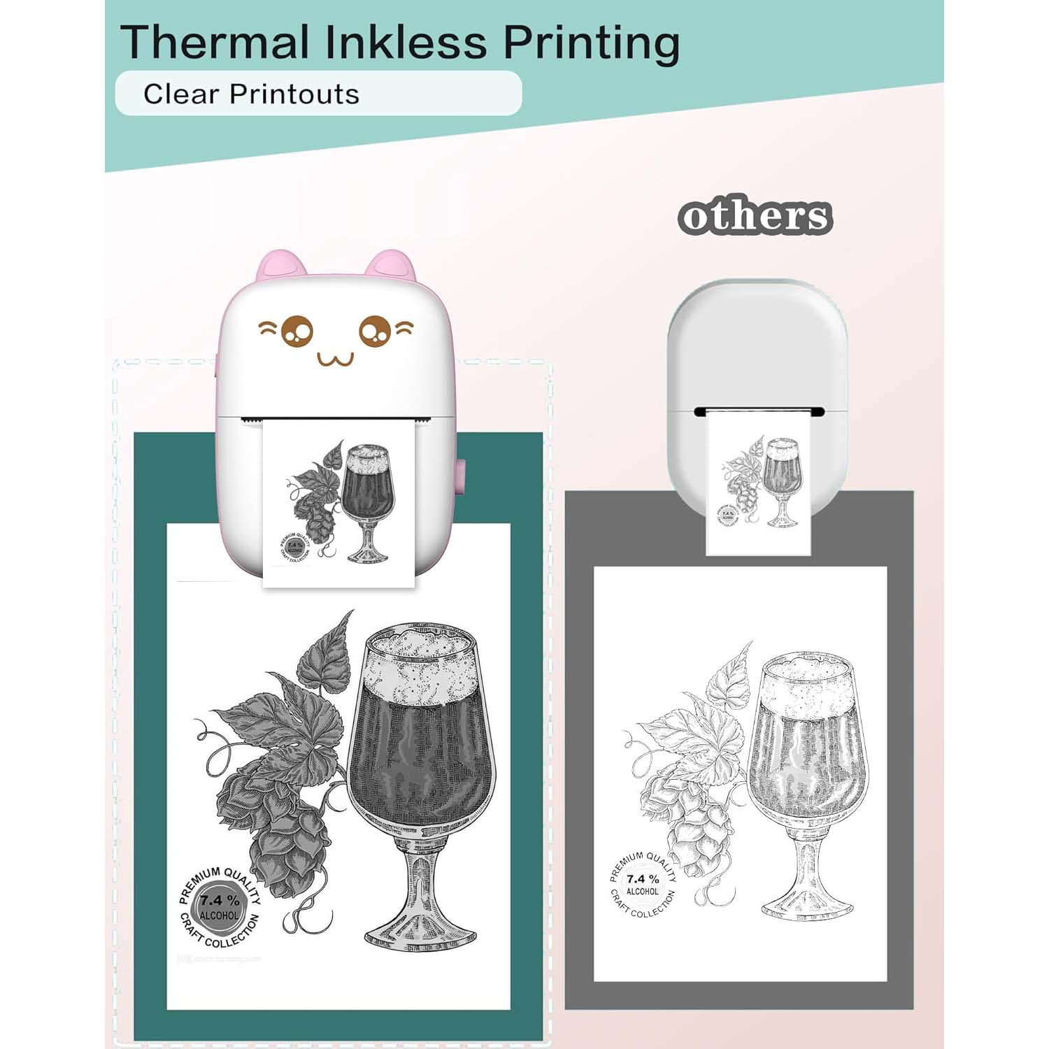 Portable Mini Sticker Printer | Inkless Bluetooth Thermal Printer for Photos, Notes & Diary | iOS/Android Compatible Pocket Printer for On-the-Go Creative Printing
