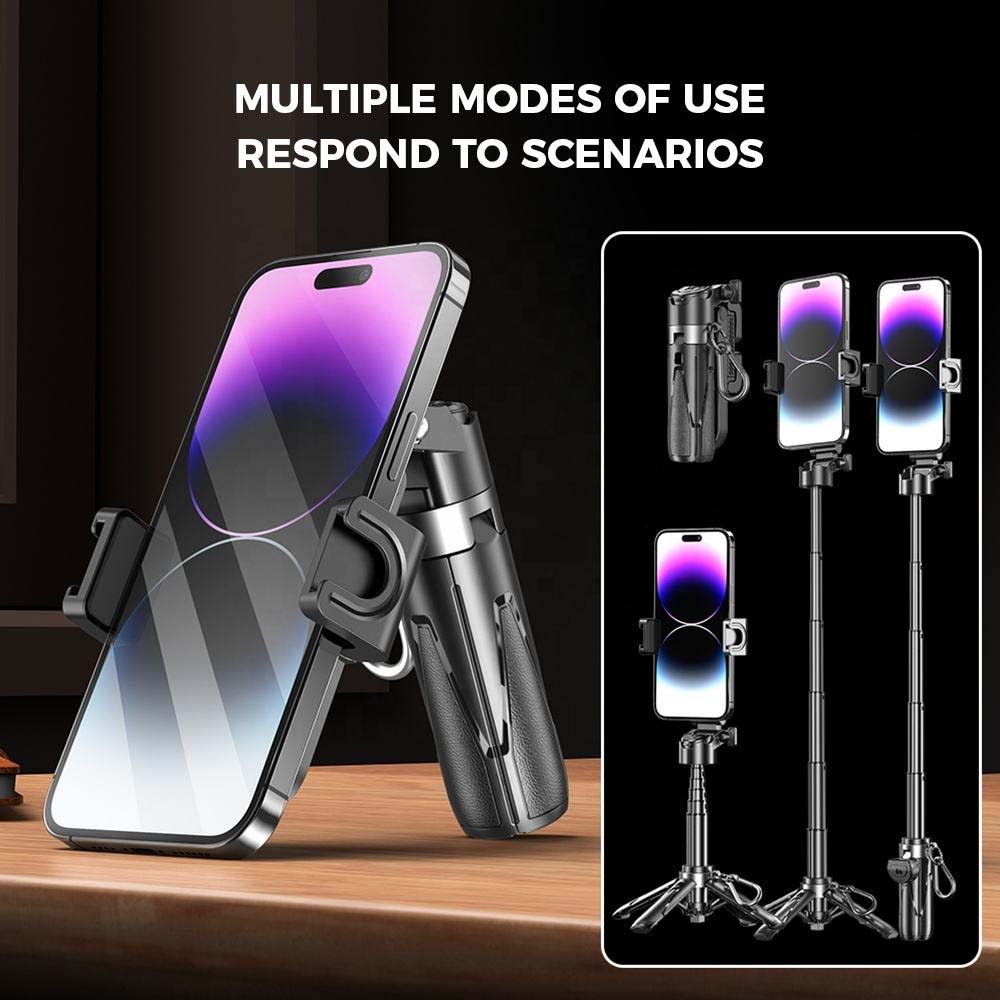 P15T Mini Selfie Stick Tripod | Extendable Phone Stand with Wireless Remote | Portable Vlogging & Travel Tripod for iPhone & Android Smartphones