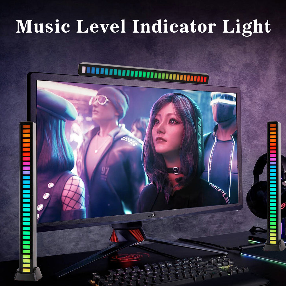 32-Bit RGB Music Rhythm Light | Sound-Activated LED Bar with Tripod Stand, Voice Control & 3D Effects for Parties, Gaming, Cars & Home Decoration