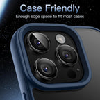 iPhone 16/17 Pro Max Camera Lens Protector 3-Pack | 9H Tempered Glass with Aluminum Alloy Ring | Anti-Scratch HD Clear Cover – Black Finish