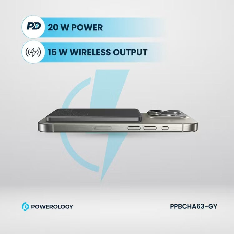 5000mAh MagSafe Power Bank – Ultra-Slim 15W Wireless Charger with Aluminum Body, Fast Charging Compatible with iPhone & Android (Multi-Device Support)