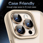 iPhone 16/17 Pro Max Camera Lens Protector 3-Pack | 9H Tempered Glass with Alloy Ring | Anti-Scratch HD Clear Cover – Desert Titanium Finish