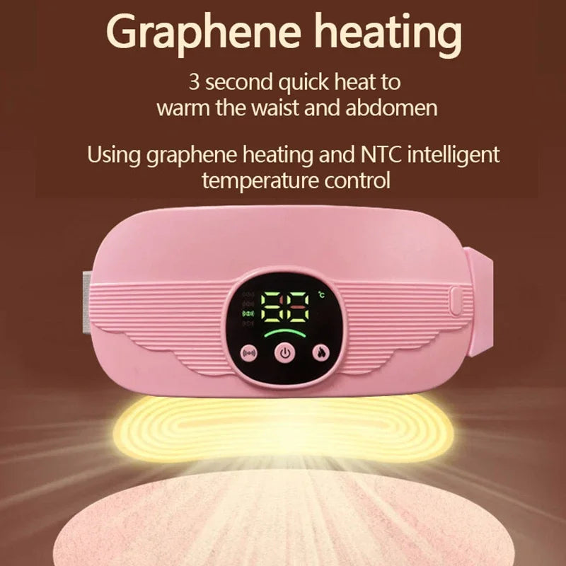 Smart Menstrual Heating Pad | 4-Gear Constant Temperature Abdominal Massager with Vibration | Warm Palace Belt for Period Cramps & Pain Relief – Pink Colour