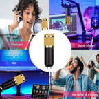 Complete Professional USB Microphone Bundle – Studio-Quality Condenser Mic with Sound Card, Adjustable Arm Stand for Clear, Crisp Audio in Streaming, Recording, or Podcasting