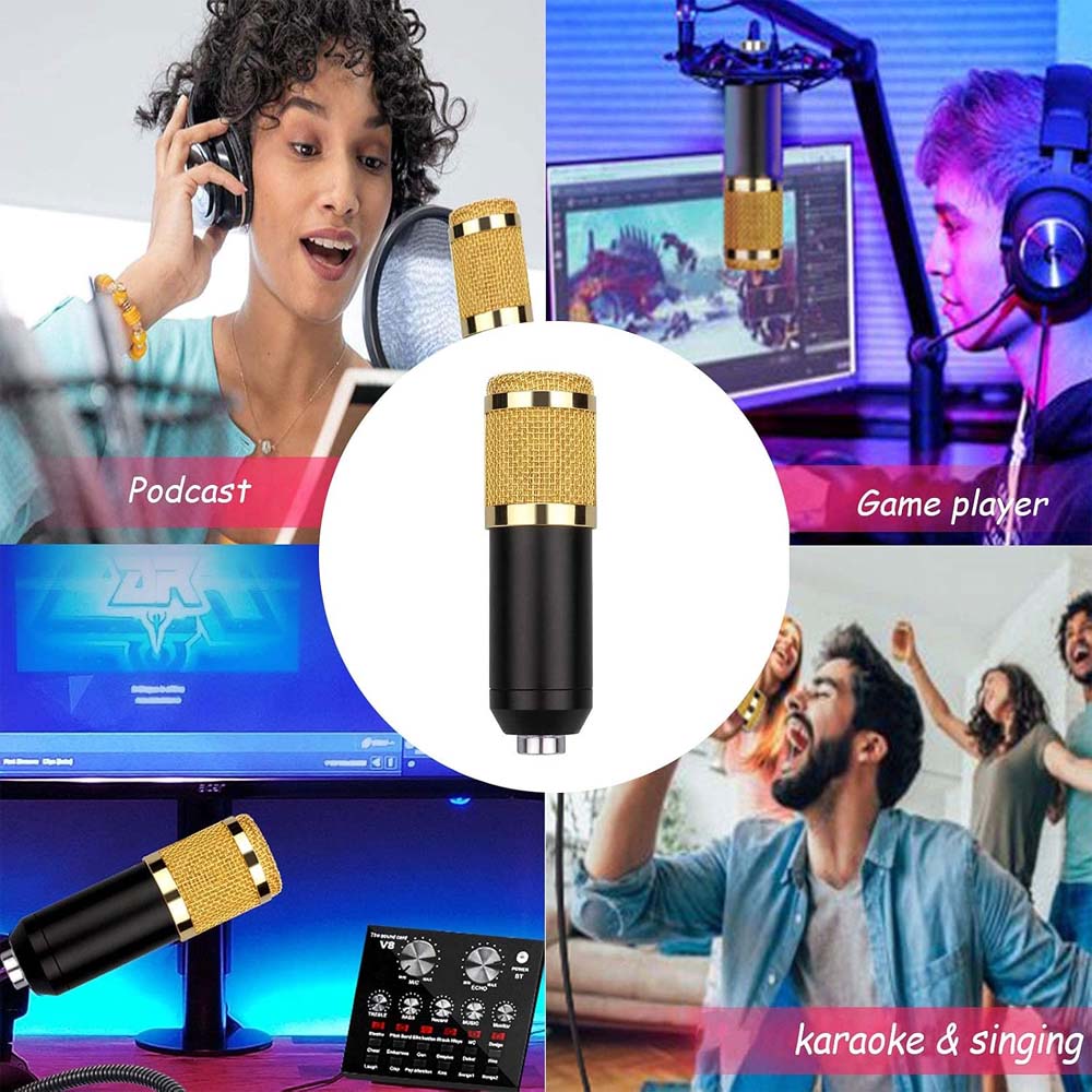 Complete Professional USB Microphone Bundle – Studio-Quality Condenser Mic with Sound Card, Adjustable Arm Stand for Clear, Crisp Audio in Streaming, Recording, or Podcasting