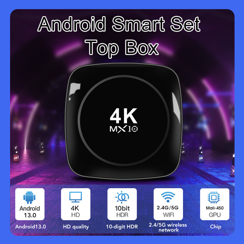 MX10-4K Android 13 TV Box – 5G WiFi, Ultra HD 4K Streaming Media Player with HDR Support – Smart Mini Set Top Box