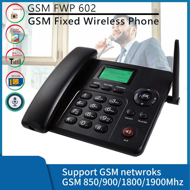 Wireless GSM Desk Phone – Dual SIM, SMS, Caller ID, Call Recording, Battery Backup – Cordless Landline Handset for Home or Office Use