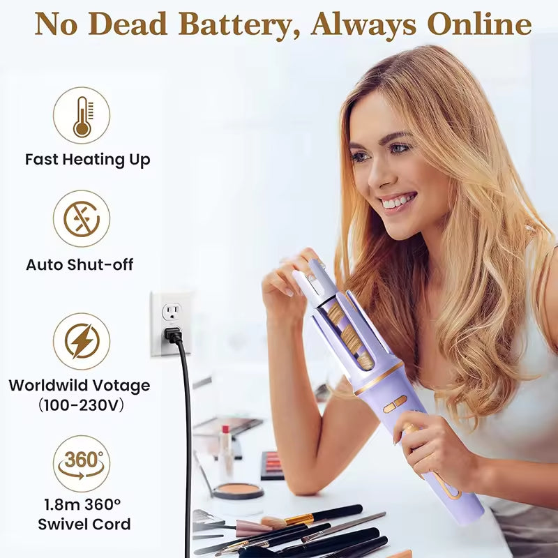 2-in-1 Electric Hair Styler – Rotating Curling Iron & Straightener Brush with Negative Ion Technology for Smooth, Shiny Hair (Multicolor Styling Tool)