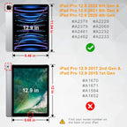 360° Rotating Case for iPad Pro 12.9" (2018–2022) – Auto Sleep/Wake Leather Cover with Pencil Holder & Multi-Angle Stand (Multi Colour)