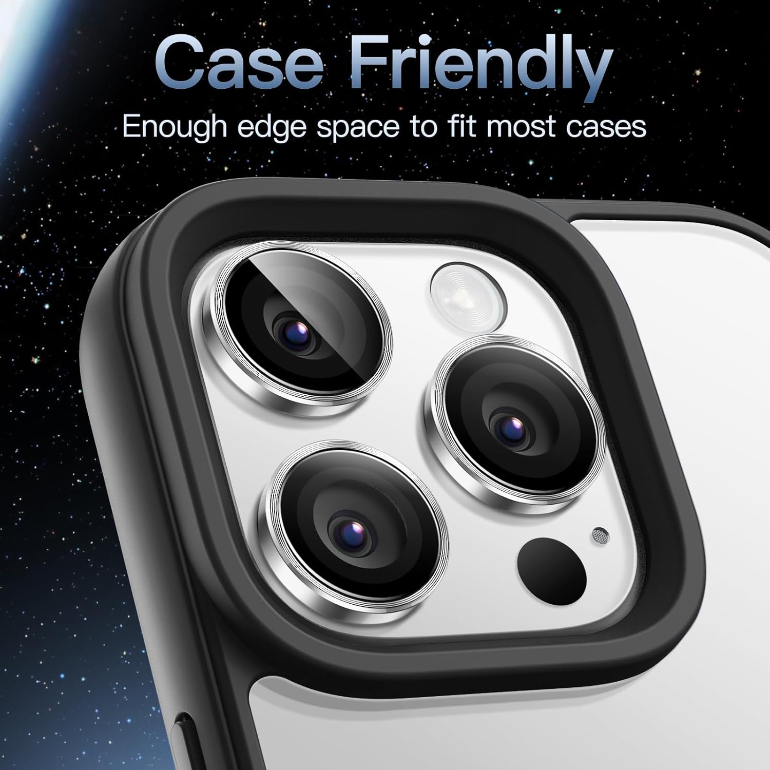 iPhone 16/17 Pro Max Camera Lens Protector 3-Pack | 9H Tempered Glass with Alloy Ring | Anti-Scratch HD Clear Cover – Silver Titanium Finish
