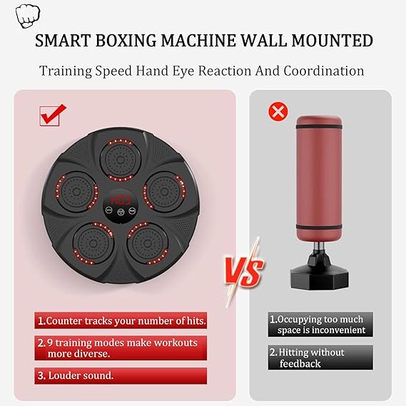 Music Boxing Machine | Smart Punching Equipment with LED Screen & Reaction Targets | Home Fitness & Fun Gift