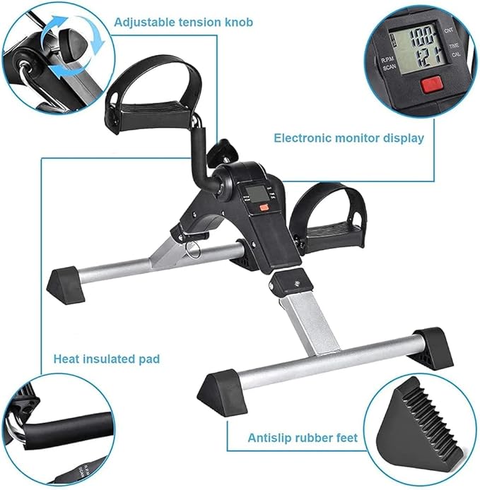 Mini Exercise Bike | Compact Arm & Leg Exerciser with Adjustable Resistance & LCD Monitor