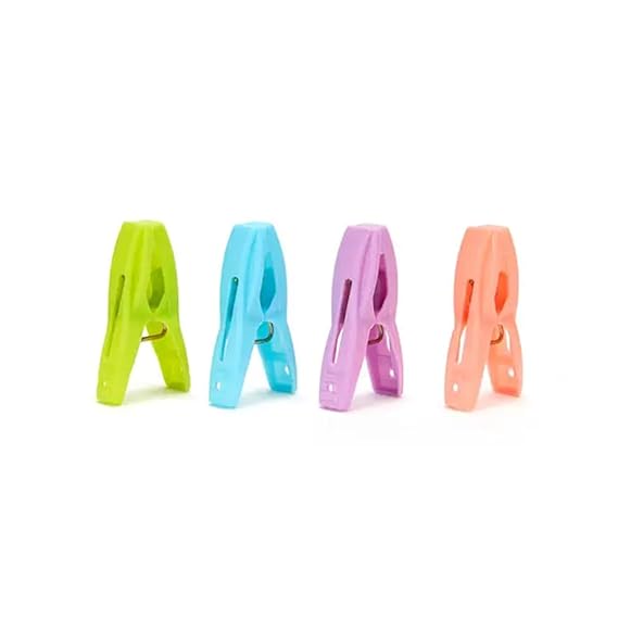Plastic Clothes Pins Laundry Clips | 40 Colorful Clothespins with Storage Bag | Small 2-Inch Clothespins for Clothes Drying