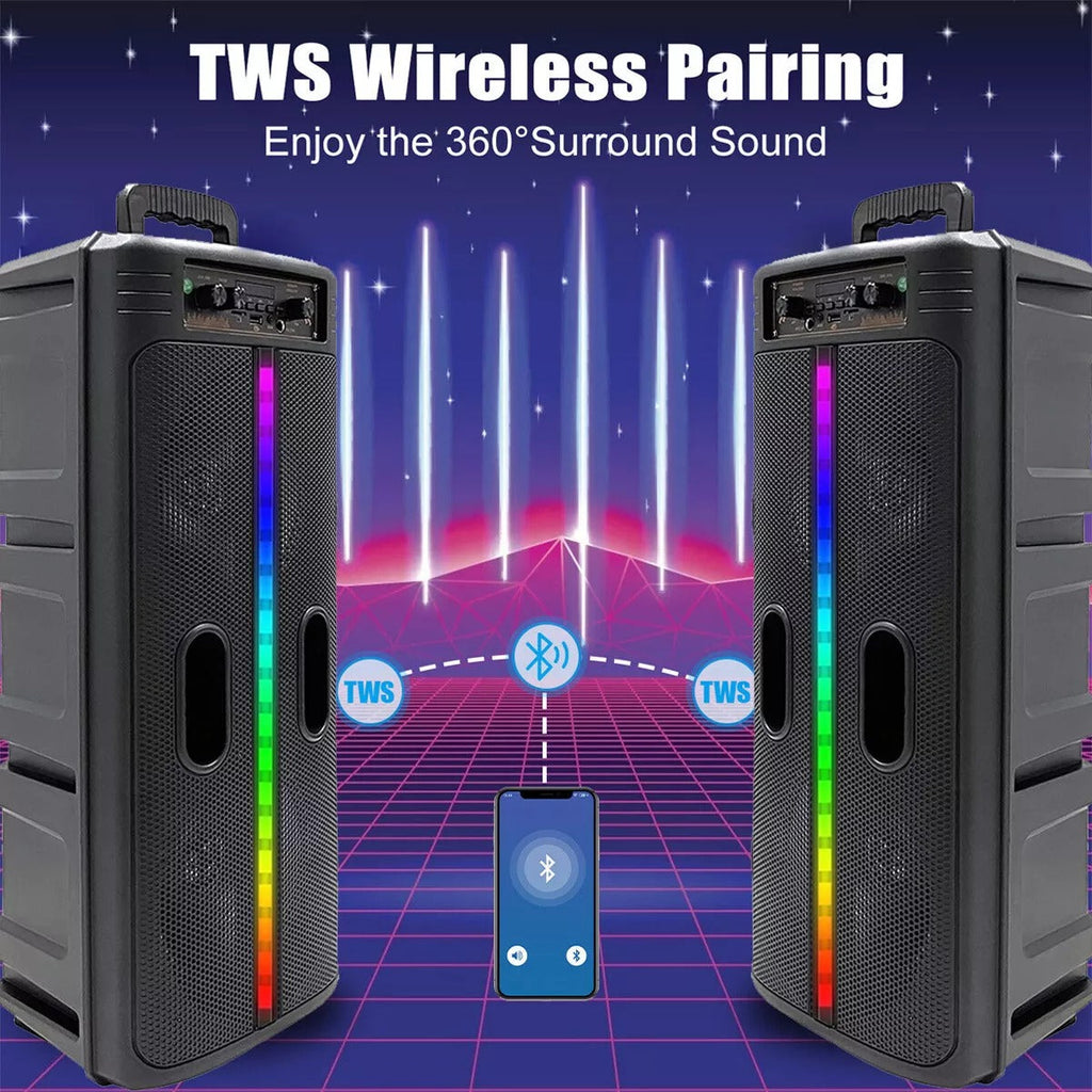 Portable 8-Inch Trolley Speaker – Bluetooth, Powerful Bass, USB/AUX Connectivity for Outdoor Events