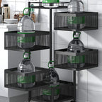 5-Layer Mobile Storage Rack | Rotatable Basket Organizer with Wheels | Elegant Black Finish | 92cm