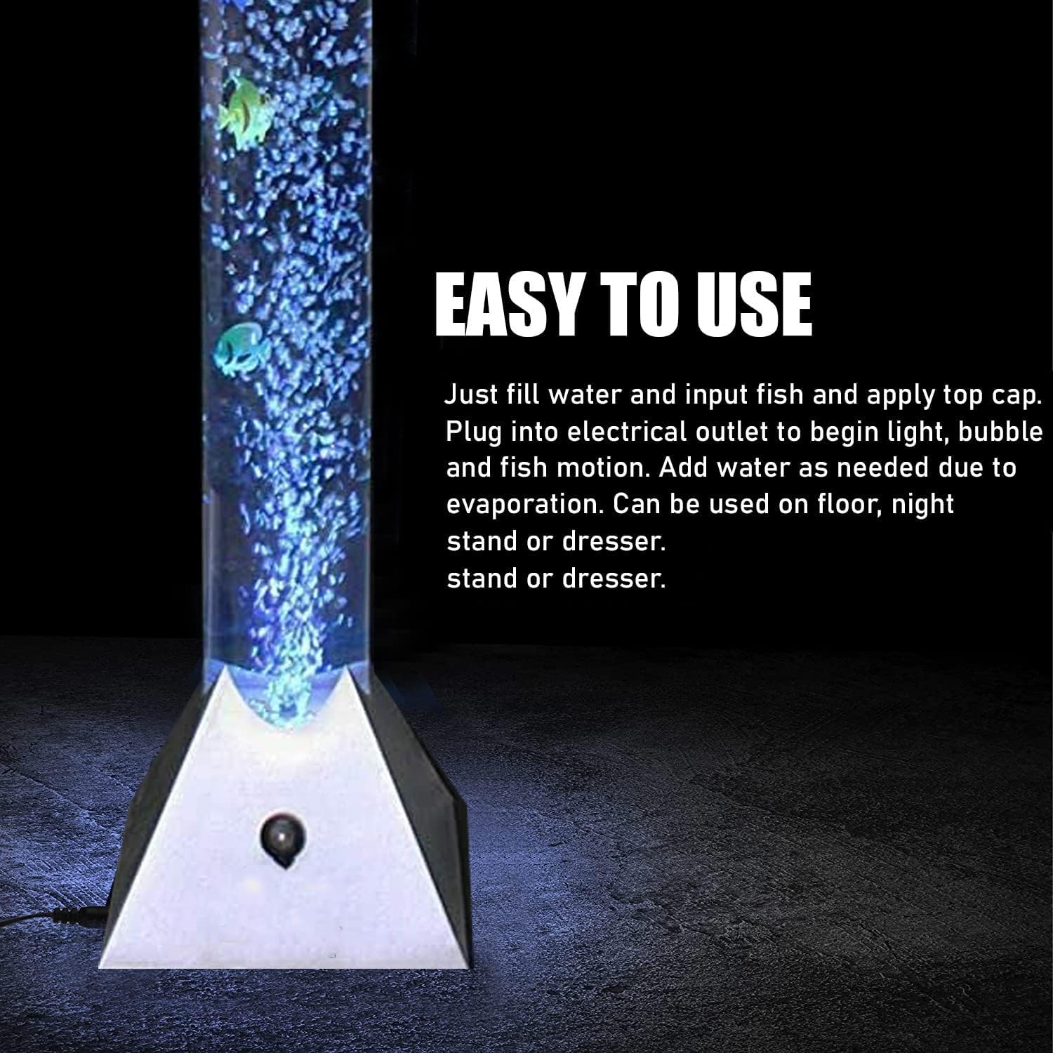 120 cm LED Bubble Water Fish Tank | Large Mood-Enhancing Color-Changing Lamp Tube