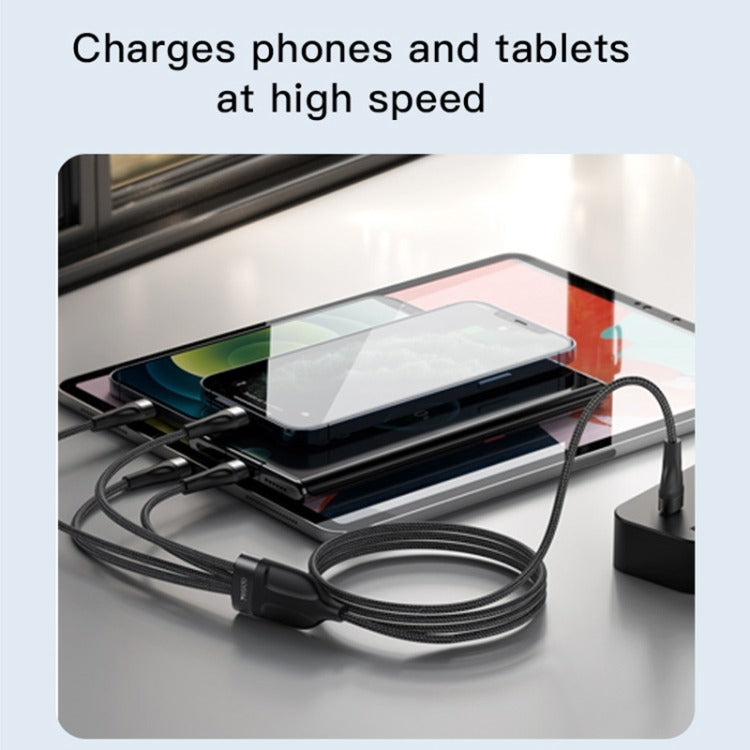 CA110 4-in-1 Type-C Data Cable | Multi-Device Charging with 2 Type-C & 2 Lightning Connectors | Durable & Fast Charging | Versatile Cable for Smartphones, Tablets & More