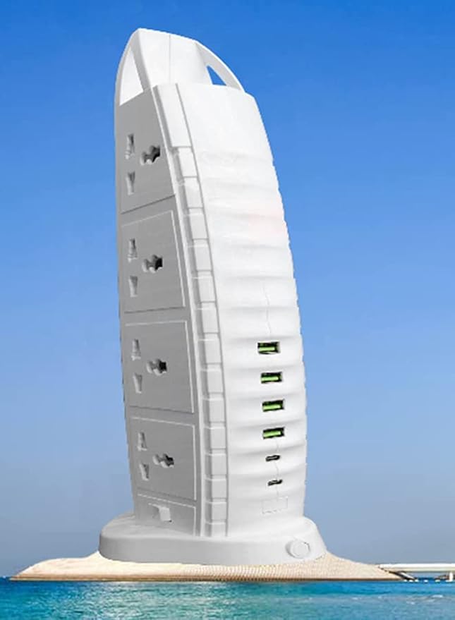 Sailboat Shape Tower Extension Lead with Type C Fast Charging Ports