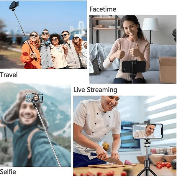 Bluetooth Selfie Stick Tripod D-10 | 360° Rotating Mini Live Broadcast Tripod | Stable Support for Live Streams, Virtual Meetings & Video Calls