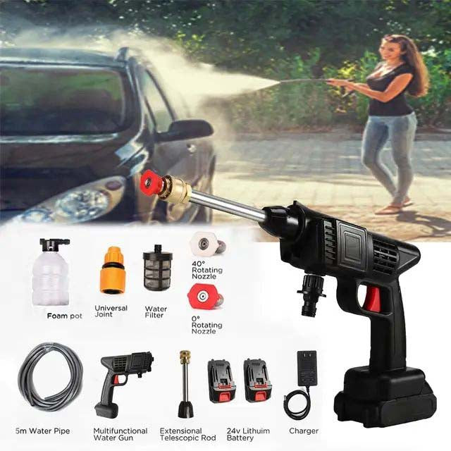 Heavy Duty Cordless Portable Battery Washer | High-Pressure Washer for Solar Panels, AC Units, Vehicles & Outdoor Equipment | Foam Kettle & Accessories Included