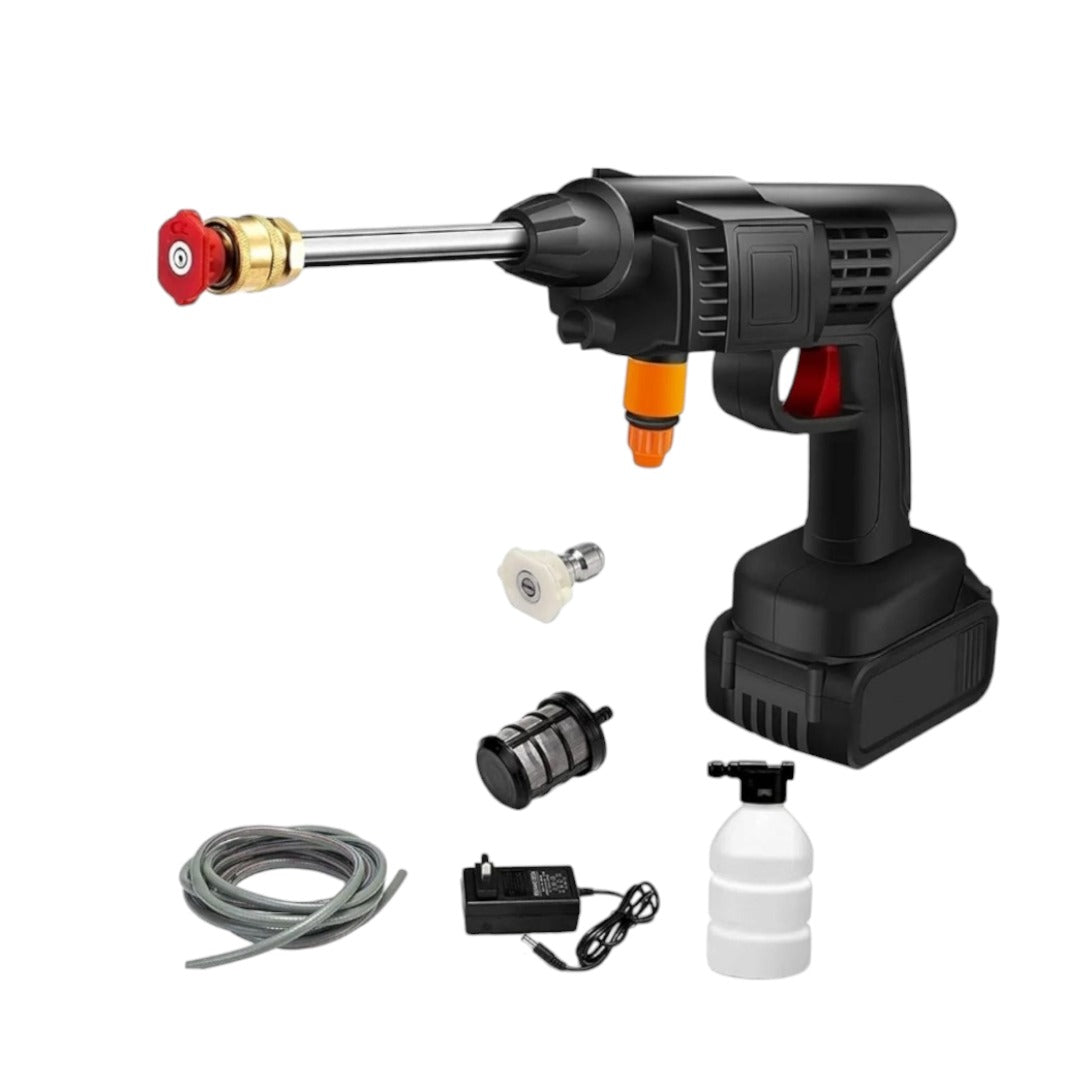 Heavy Duty Cordless Portable Battery Washer | High-Pressure Washer for Solar Panels, AC Units, Vehicles & Outdoor Equipment | Foam Kettle & Accessories Included