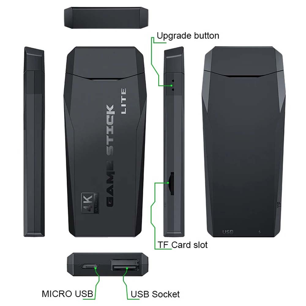 Retro Game Stick Lite - Plug & Play Console with 20,000+ Games, Dual 2.4G Wireless Controllers, 64G Storage (HDMI Ready)