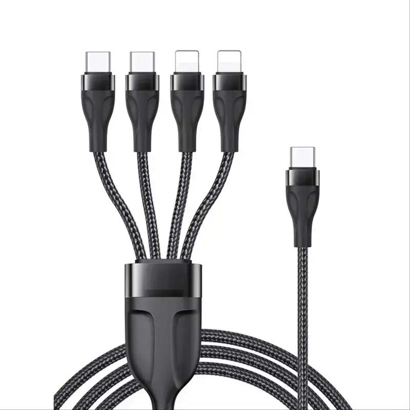 CA110 4-in-1 Type-C Data Cable | Multi-Device Charging with 2 Type-C & 2 Lightning Connectors | Durable & Fast Charging | Versatile Cable for Smartphones, Tablets & More