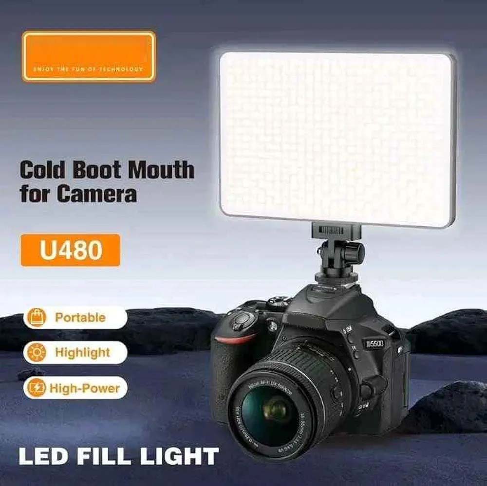 U480 LED Video Light – 5000mAh Rechargeable Camera Panel Light with 10–100% Dimmable Brightness, Adjustable 3200K–5600K Bi-Color Lighting for Photography, Videography, Live Streaming & Content Creation