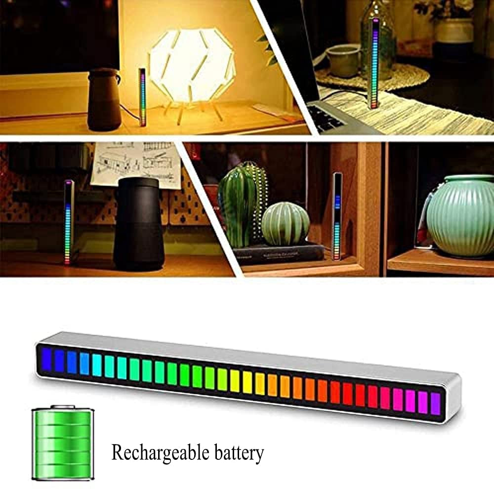 32-Bit RGB Music Rhythm Light | Sound-Activated LED Bar with Tripod Stand, Voice Control & 3D Effects for Parties, Gaming, Cars & Home Decoration