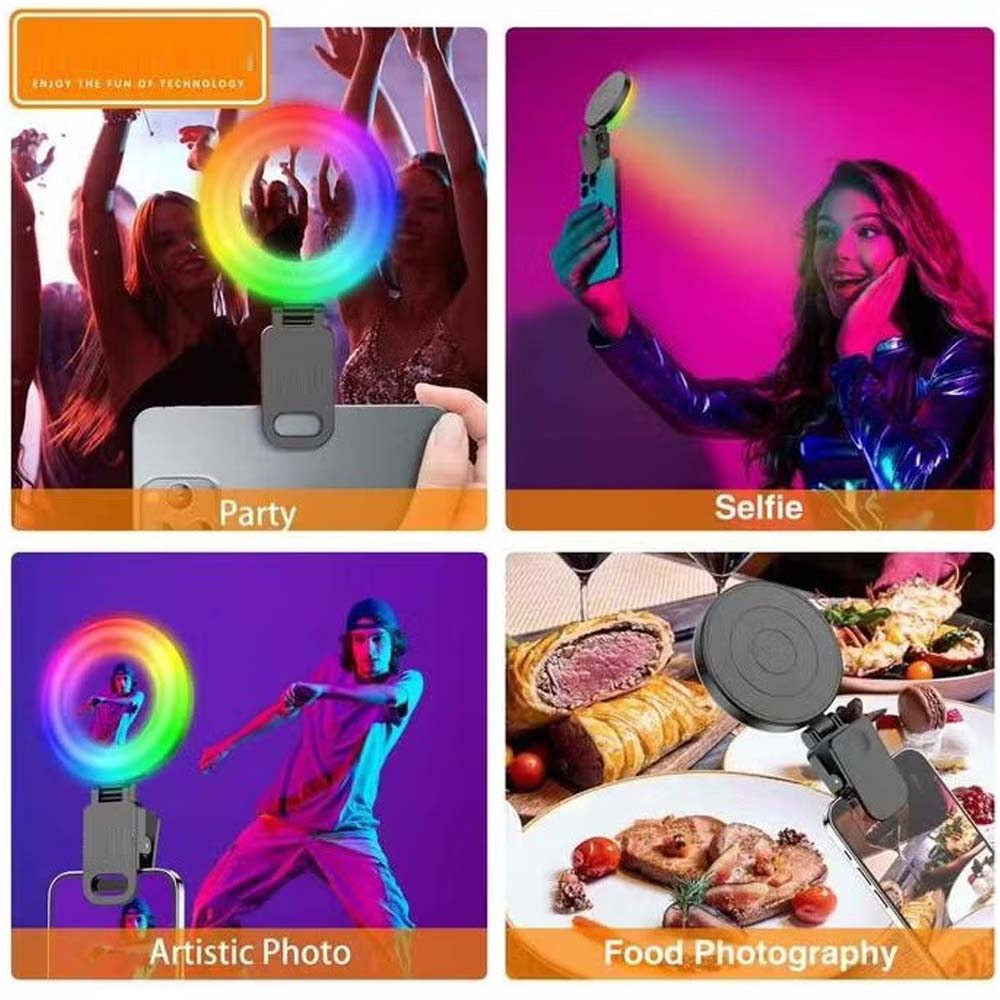 U20 PRO Ring Selfie Light – RGB Clip-On LED Fill Lamp with Adjustable Tripod, Portable Mini Lighting for Phone & Camera, Perfect for Vlogging, TikTok & Photography