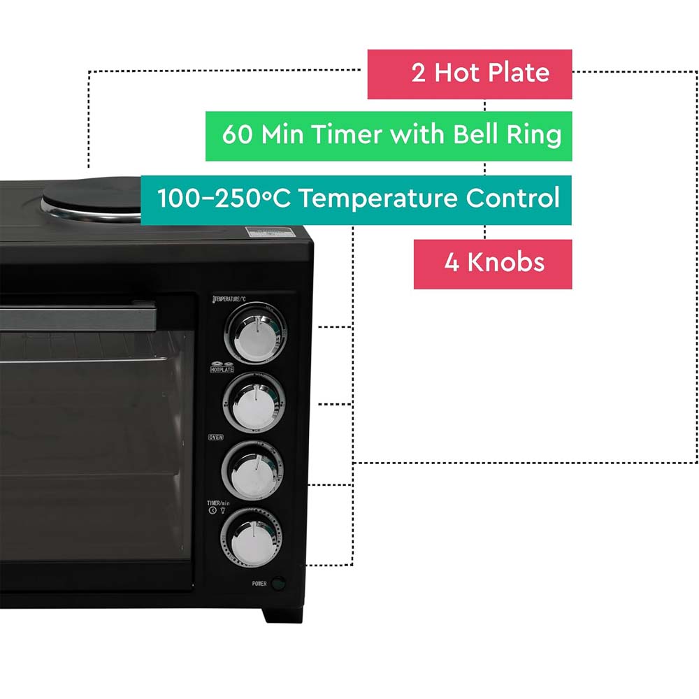 OE-1415 35L Electric Oven Toaster Grill – 6-in-1 Countertop Oven with Convection, Rotisserie, Pizza Function, Adjustable Temperature, Timer, Versatile Cooking Appliance