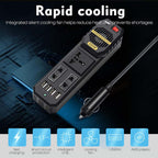 200W Car Power Inverter | DC 12V to AC 220V Converter with Dual AC Outlets, 4 USB Charging Ports & Cigarette Lighter Socket for Travel & Road Trips