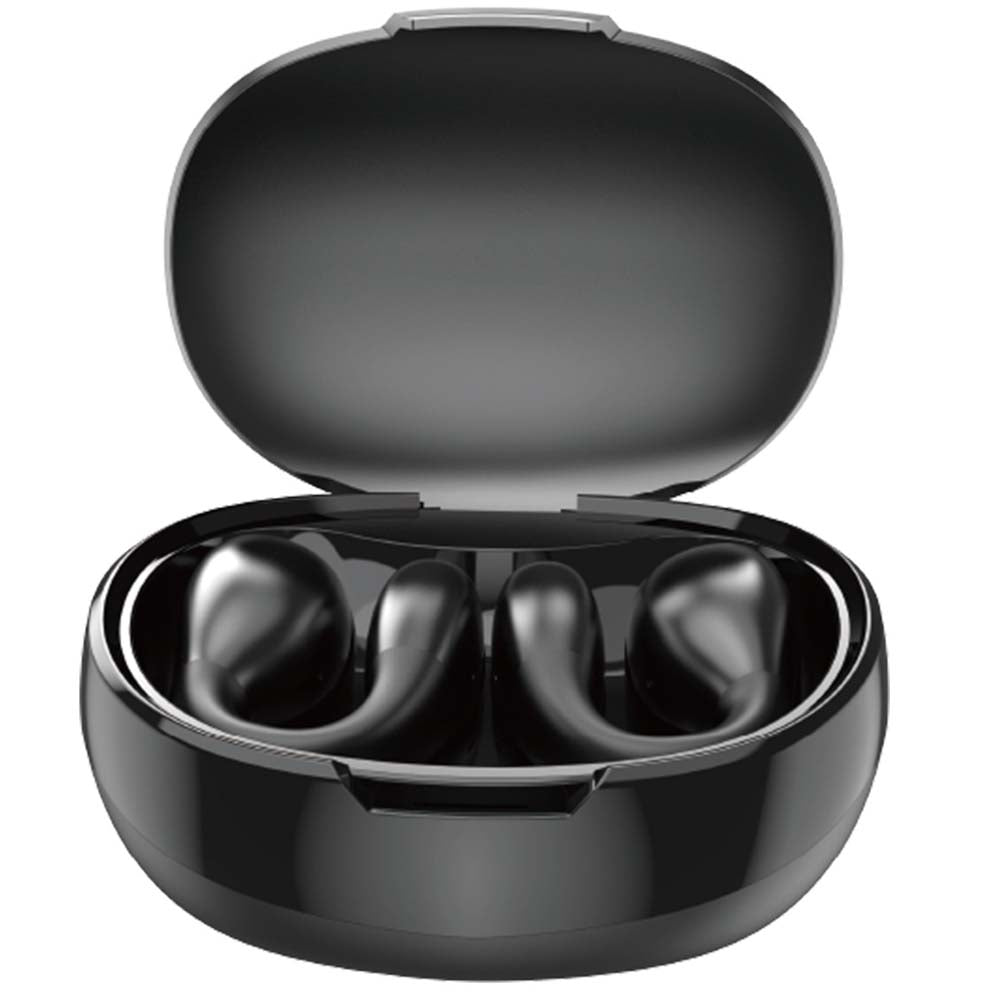 U-20 Open Ear Ring Headphones | Bluetooth 5.4 Clip-On OWS Earphones | 30H Battery Life, Noise-Cancelling & Ultra-Lightweight 4.9g Design (Black)