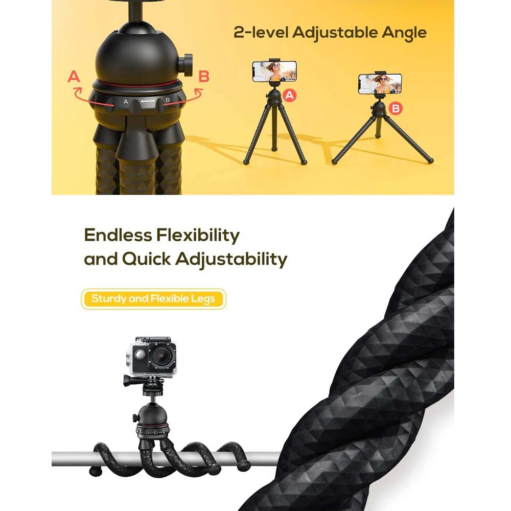 Mini Flexible Tripod – Portable Phone & Camera Stand with Adjustable Bendable Legs | Universal Mount for Tabletop, Vlogging, Selfies, YouTube & Photography (Lightweight & Durable)