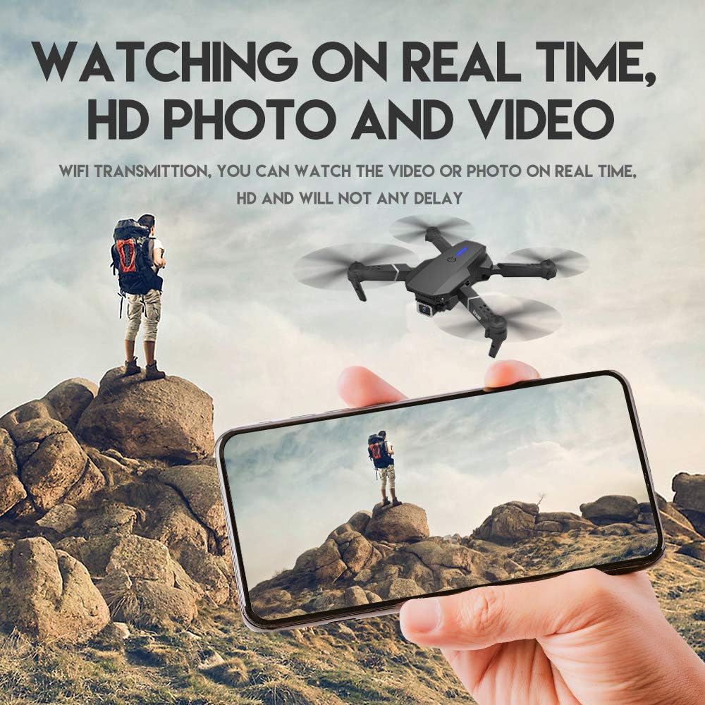 8K Foldable Mini Drone - Dual Camera, WiFi FPV, Gesture Control, Android/iOS Compatible, with Carry Case (Black) – Compact & Powerful Drone for Aerial Photography