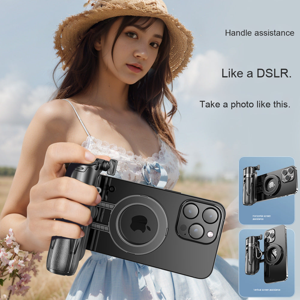 P15mini-C Magnetic Selfie Stick | Bluetooth Remote, 47.5cm Extendable Selfie Pole | Multifunctional Camera Assistant for iPhone & Android Smartphones, Travel & Vlogging