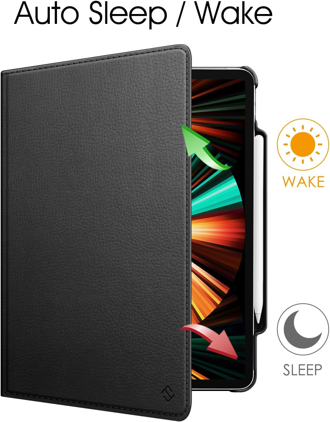 360° Rotating Case for iPad Pro 12.9" (2018–2022) – Auto Sleep/Wake Leather Cover with Pencil Holder & Multi-Angle Stand (Multi Colour)