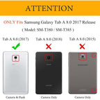360° Rotating PU Leather Case for Galaxy Tab A 8.0" 2017 – Auto Wake/Sleep Cover for SM-T380/T385 (Multi-View Stand Function)