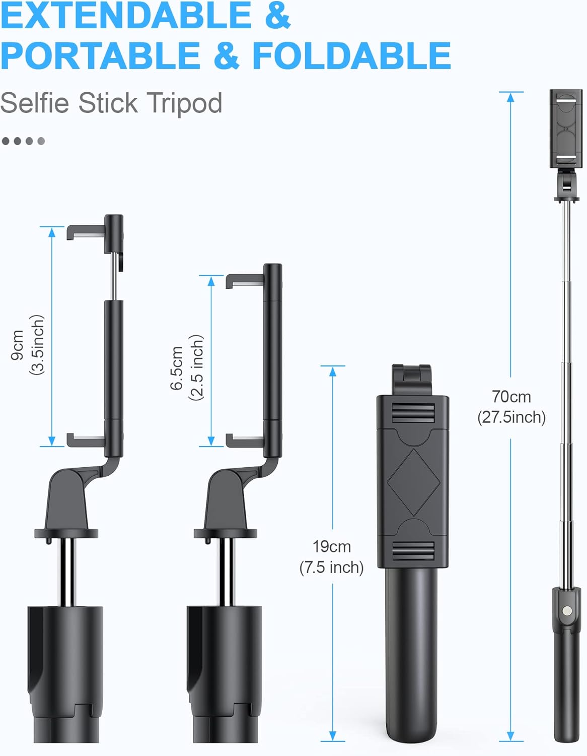 3-in-1 Bluetooth Selfie Stick Tripod Monopod with Remote Control | Telescopic Aluminum Alloy Selfie Stick | Stable Hands-Free Photos & Videos