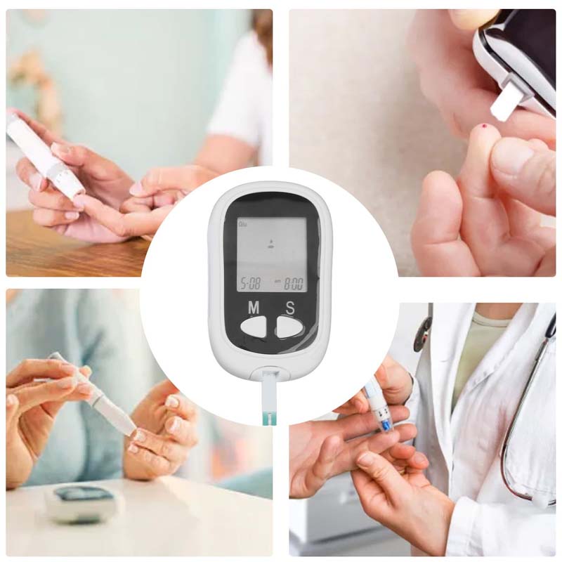 Blood Glucose Meter Large screen diabetes testing kit with tiny blood sample & coding. Essential diabetic supplies for monitoring.