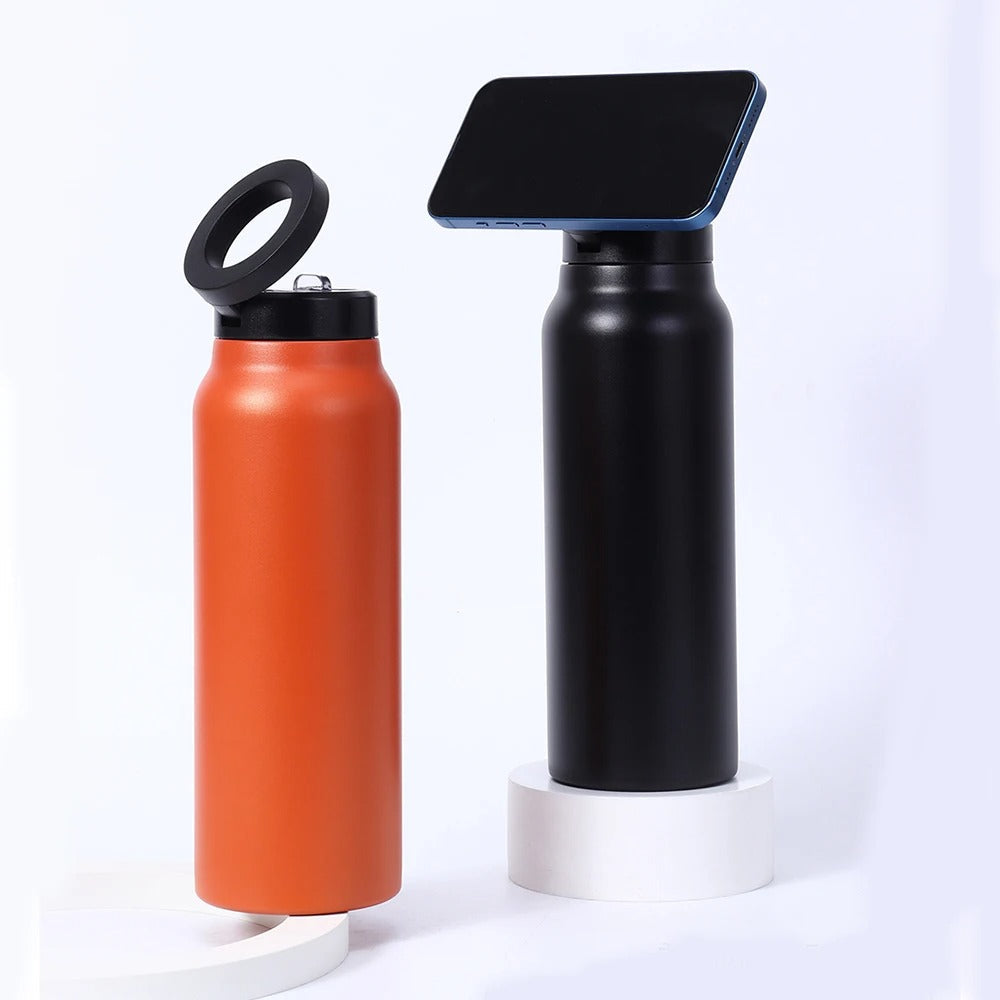 Stainless Steel Magnetic Vacuum Flask | Sports Water Bottle & Phone Holder | Outdoor Thermal Insulation Cup | Portable & Versatile Design