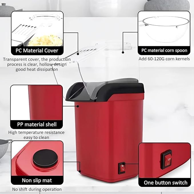 Home Popcorn Maker | Electric Popcorn Machine for Fast, Delicious Movie Night Treats