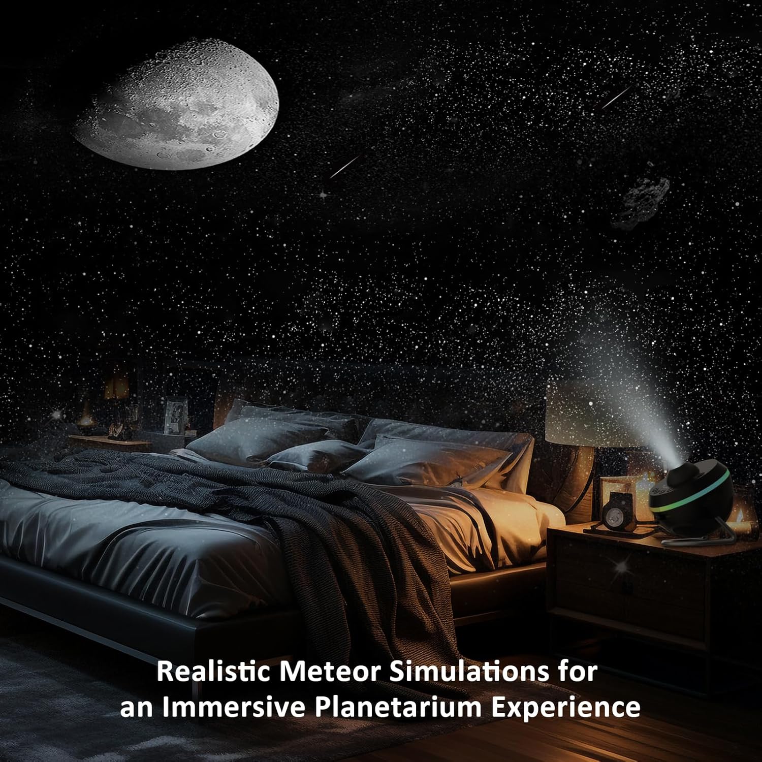 Realistic Planetarium Projector – HD Focus Sky Star Galaxy Night Light | Galaxy LED Projector for Kids' Bedroom and Home Decor (White, Black)