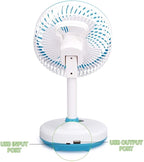 USB Rechargeable Table Fan with LED Lamp | Portable & Convenient