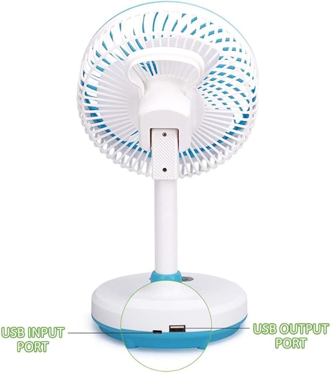 USB Rechargeable Table Fan with LED Lamp | Portable & Convenient