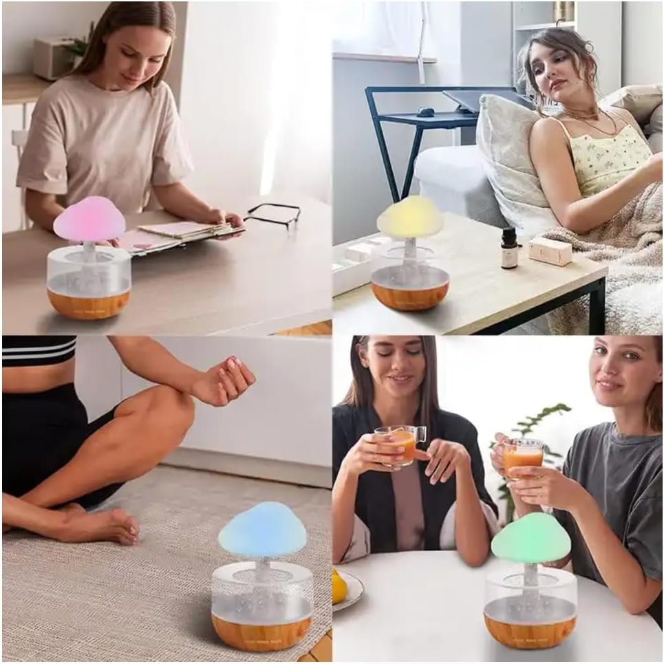 Rain Cloud Night Light Humidifier & Essential Oil Diffuser | 380ML 7-Color Aromatherapy Diffuser