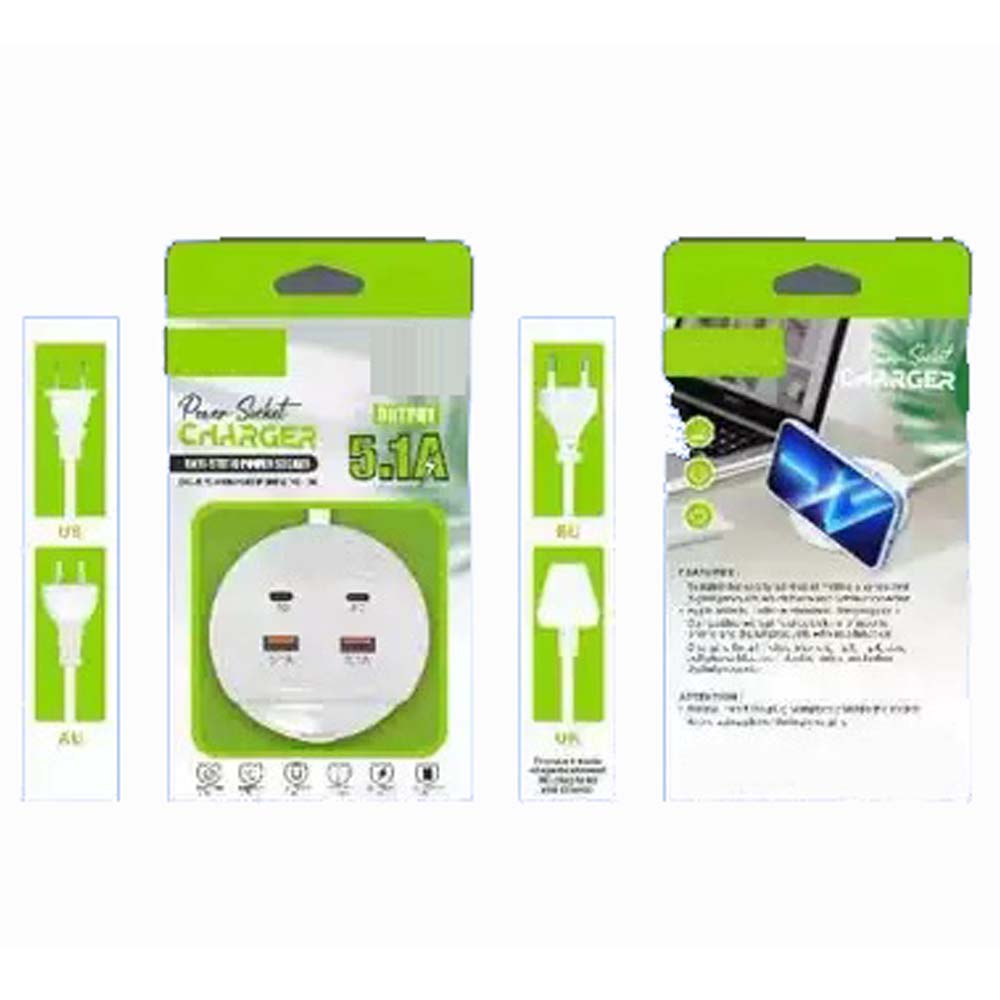 Quick Charge 5.1A Charger with Dual PD+USB Ports - Universal Multi-Port Charging Station with Mobile Phone Holder | 5V/5.1A Multi-U Port Charger for Fast, Convenient Charging | Compatible with All Mobile Phones