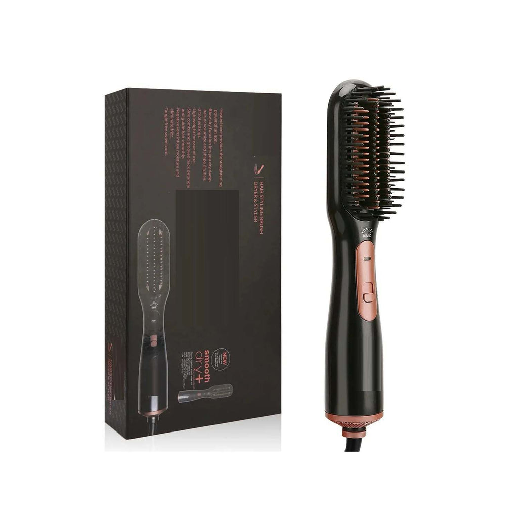 Professional 3-in-1 Hair Styling Brush | Hair Dryer, Straightener & Volumizer with Ionic Technology | Multiple Heat Settings for All Hair Types