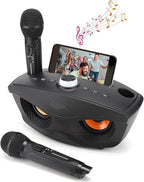 Wireless Bluetooth Speaker with Dual Microphone Set | Portable Karaoke System for Home, Parties & Events